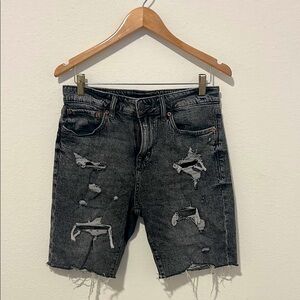 AEROPOSTALE | Distressed Black Denim Shorts